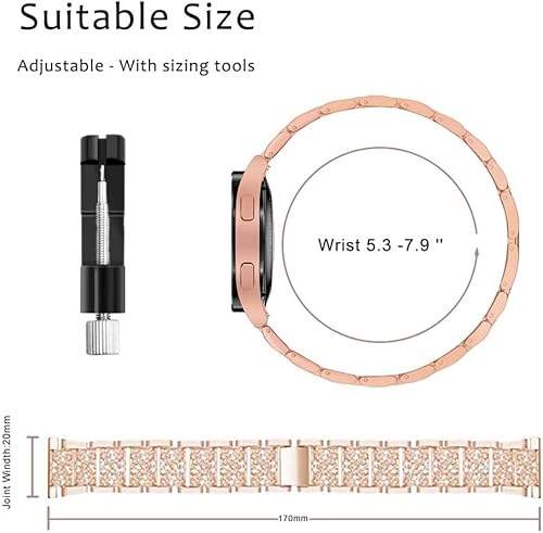 Miniatura 3 de Mosonio Compatible con correas de reloj Samsung Galaxy 76 de 1.575 pulgadas1.732 pulgadas, bandas de metal brillante de 0.787 pulgadas con funda