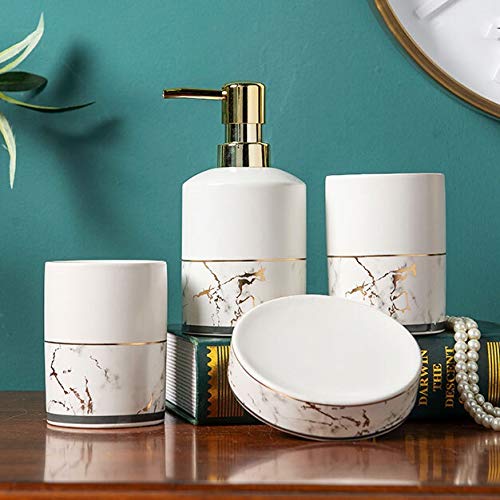 Juego de accesorios de cerámica para encimera de baño, herramientas de lavado, botella de enjuague bucal, jabón, soporte para cepillo de dientes, artículos para el hogar, adecuado para el hogar,