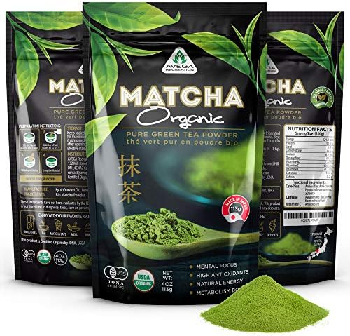 Organic Matcha Green Tea Powder [USDA certified] Japanese Macha 100% Pure Highest Premium Grade [4oz] Great for Smoothies and Baking