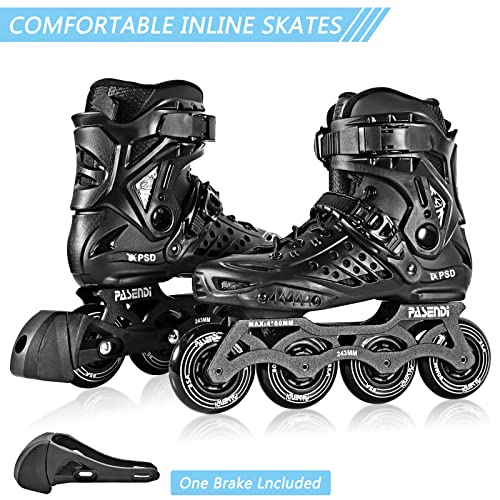Professional 4x80mm Inline Skates for Adults - Removable Washable Boots, Black