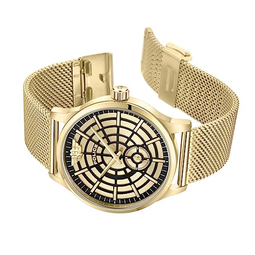 Image of Police Quartz Analog Two Toned Champagne & Black Dial Gold Metal Strap Watch for Men - PLPEWJG0005203