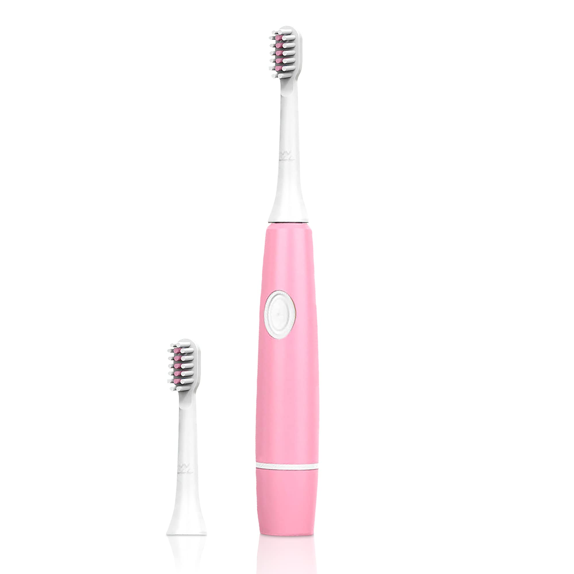 Portable Kids Electric Toothbrush Battery Operated with 2 Brush heads, Deep Cleaning and IPX7 Waterproof - Pink