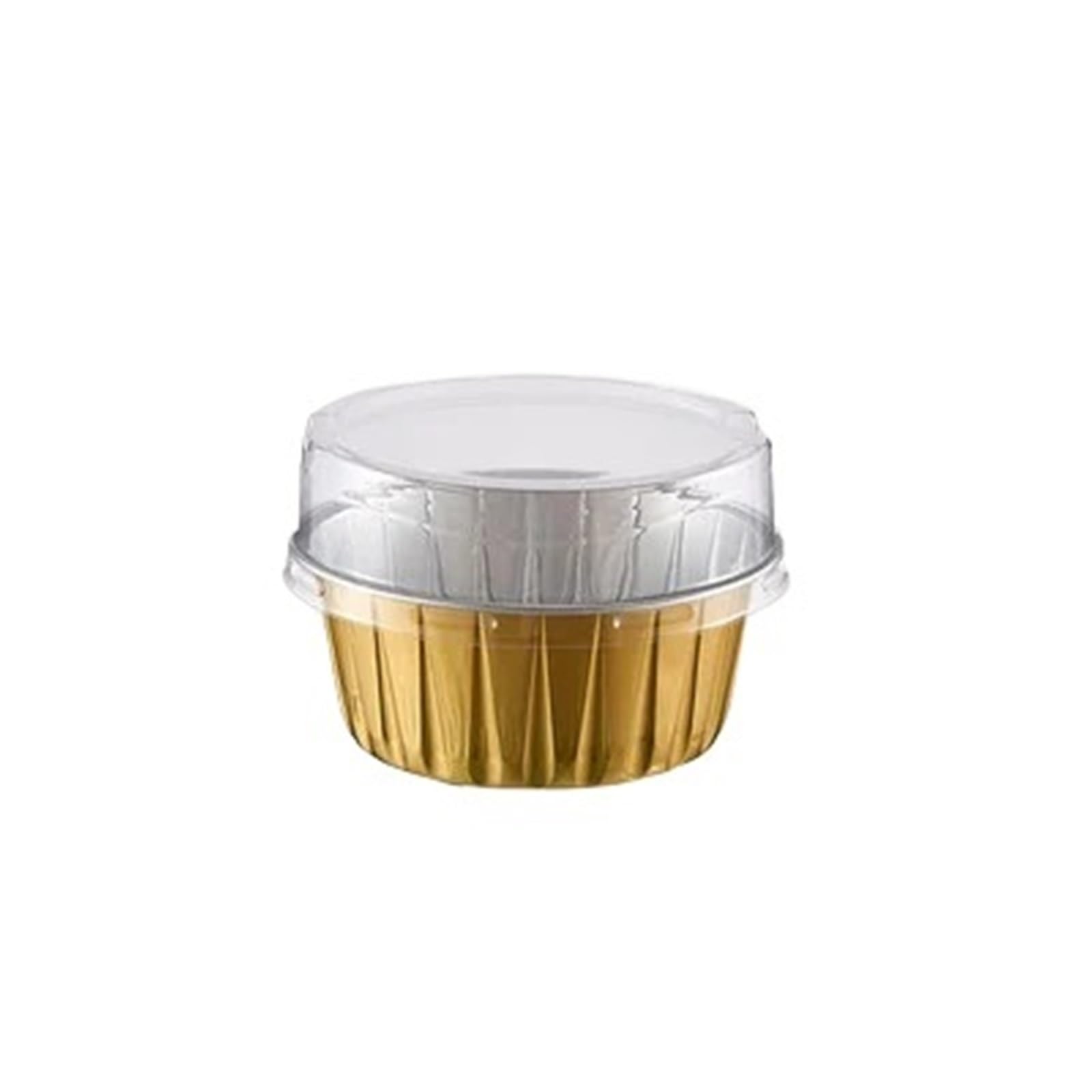 Cupcake Förmchen 100 stücke 125 ml Aluminiumfolie Kuchen Backförmchen Pudding Mousse Dessert Cupcake Kuchenförmchen Mit Deckel Gebäck Muffin Kuchenform(Gold)