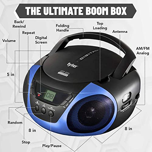 image for Tyler Portable Boombox CD Player AM/FM Radio Combo, Dynamic Boom Box C