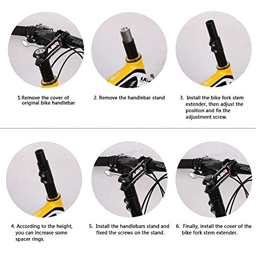 Weanas Bike Stem Riser, MTB Handlebar Riser Extender Bicycle Alloy Head up Adapter for Mountain Bike, Road Bike, MTB, BMX (1-1/8" Riser) - Thumbnail 6