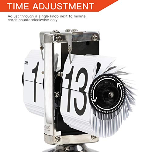 Betus Flip Desk Clock - Mechanical Retro Style -Digital Display Battery Powered - Home & Office Décor 8 X 6.5 X 3 Inches (White) #TOP2