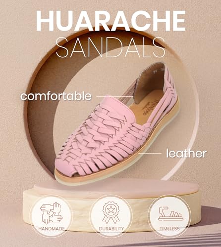 Image of Macarena Collection Womens Shoes Leather Sandal Flat for Women | Huarache Handmade Mexican Sandals | Comfortable & Stylish Womens Sandals 3050