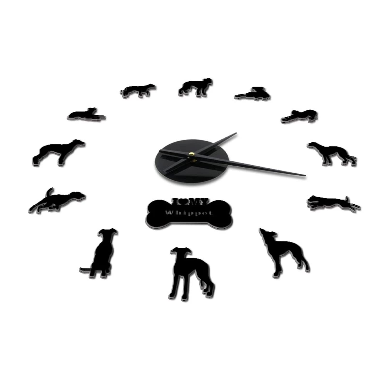 27 Inch Basset Hond Acryl Spiegel Silouette Diy Giant Wandklok Huisdier