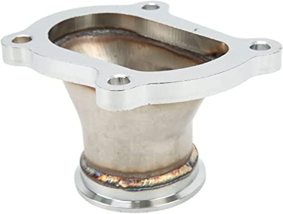 Fit For CT26 Car Turbocharger Flange Part, 2.5in Outlet Turbocharger Flange with V Band Clamp 4 Bolts Stainless Steel Strong Sealing
