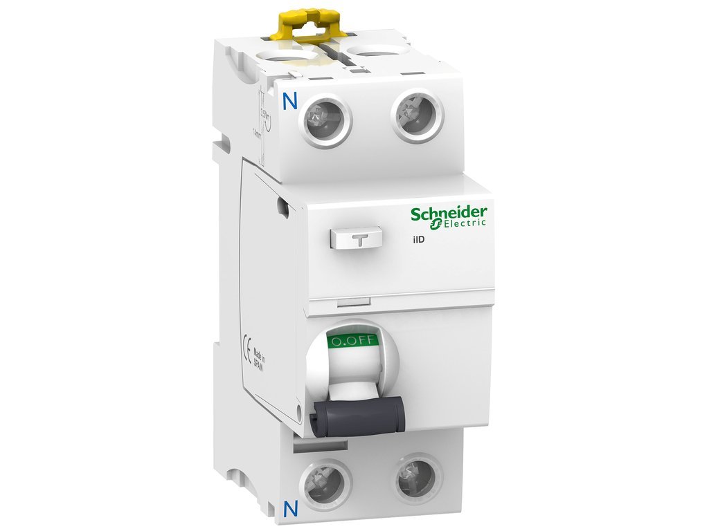 Schneider Electric A9R81225 Interruptor diferencial iID, 2P, 25A, 30mA, clase AC de la gama Acti9, Blanco