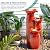 Ultym 30" H Ceramic Outdoor Water Fountain with LED Lights, 3-Tier Cascading Lotus Bowls Water Feature, Tranquil Waterfall for Relaxing Garden, Patio, Yard, Terracotta Red, Vertical Striped Texture