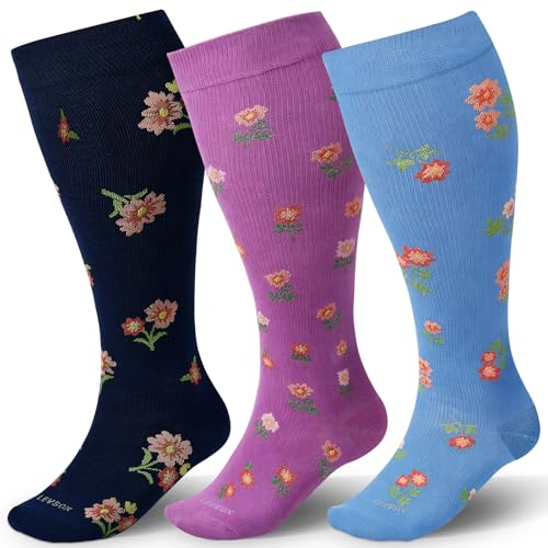 Image of LEVSOX Wide Calf Compression Socks for Women&Men Plus Size 15-20mmHg Knee High Large Support Stockings for Circulation