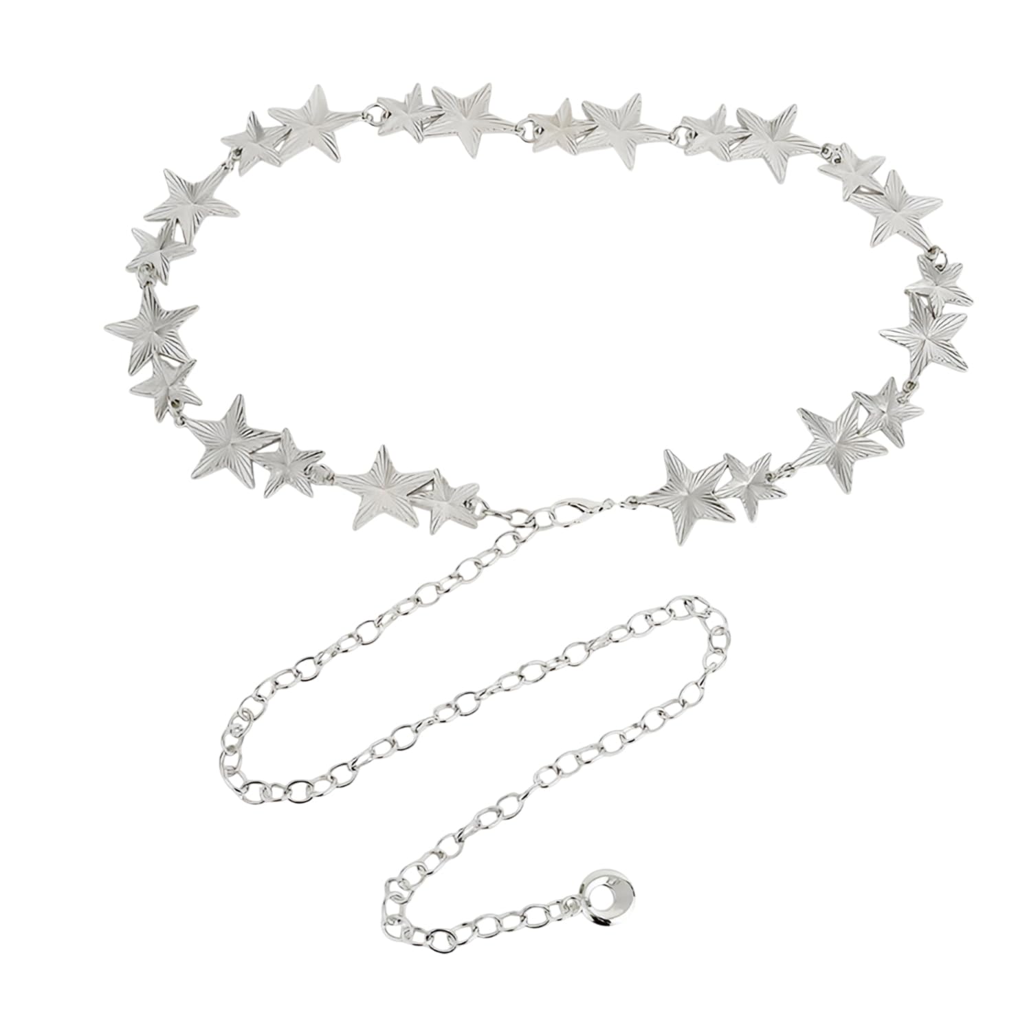 Adjustable Waist Chain For Women's Star Design Silver Metal Chain With Dress, Skirt Decorative Waist Belt(Silver)-image-43