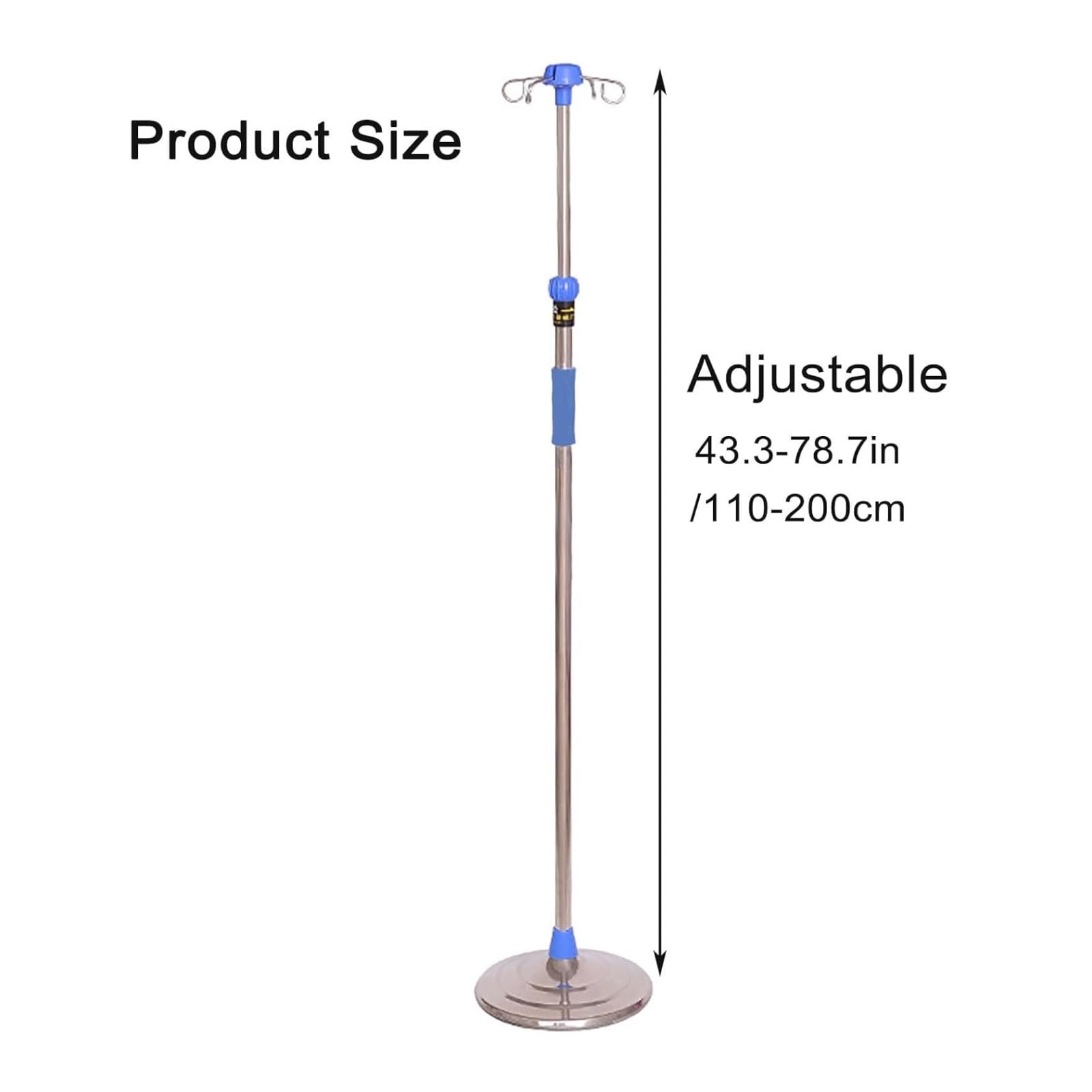 Soporte rodante for portasueros de acero inoxidable resistente portabotellas | Soporte for bolsa intravenosa de 4 puntas y altura ajustable 5 ruedas giratorias