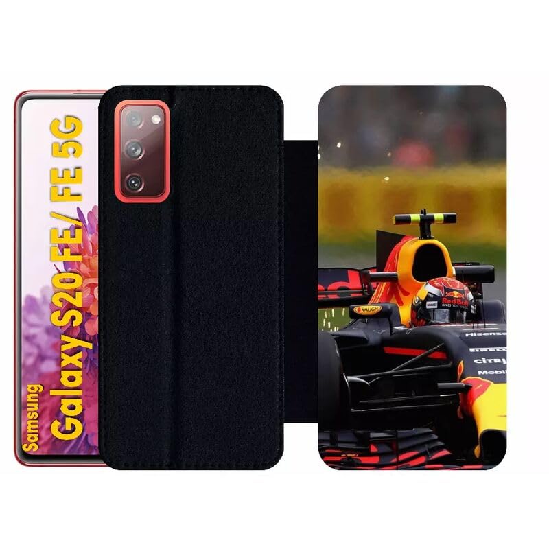 Etui à rabat pour Galaxy S20 FE 5G simili-cuir noir coque protection Formule 1 Sport portable