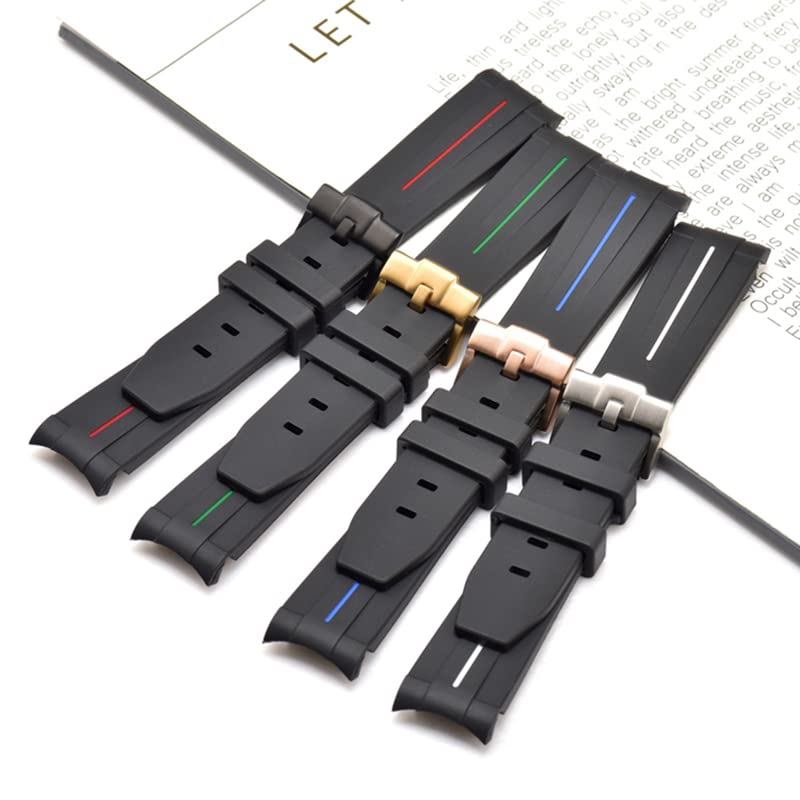 JDIME 20mm 22mm 21mm gumowy pasek do zegarka Rolex pasek do zegarka Akcesoria zamienne do zegarków dla mężczyzn, Wielokolorowe, 21mm