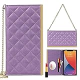 iphone11 Pro Max ケース iphone 11 Pro Max ケース iphone 11Pro Max ケース ショルダー ミラー 化粧鏡 多機能【APOLA】グリッドパターン レザー カード収納 紙幣収納 スタンド機能 アイフォン11 Pro Max 手帳型 おしゃれ 耐汚れ 衝撃吸収 カバー