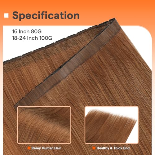 Image of Full Shine 18 Inch Butterfly Weft Hair Extensions 100G Copper Hair Extensions