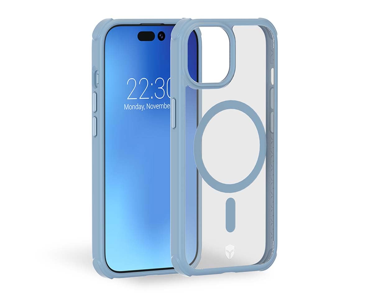 Coque renforcée iPhone 15 Force Case AIR Frost MagSafe Bleue - 2
