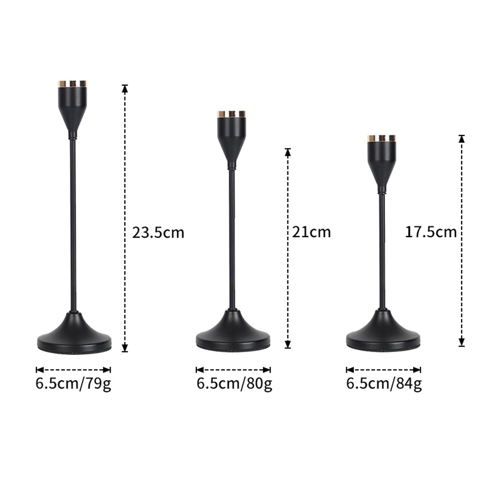 3-Teiliges Bodenkerzenhalter-Set, Metall-Retro-Eisen-Art-Kerzenständer, Kerzenständer Für Tischdekoration, Hochzeit, Weihnachten, Heimdekoration,Schwarz
