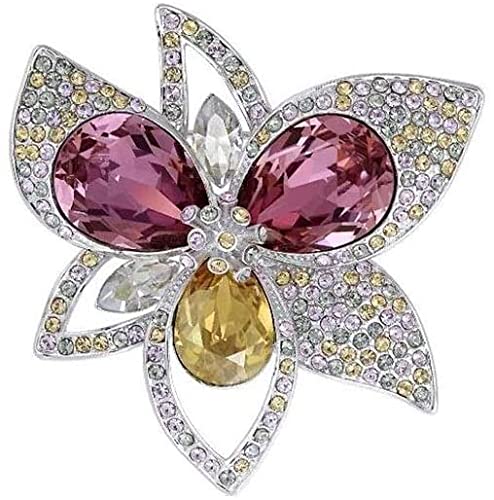 Broche de Flor para Mujer, Elemento de Cristal de aleación, Utilizado para Bodas, Bailes, Caja de Regalo de 5x4,8 cm(Color:Pink)
