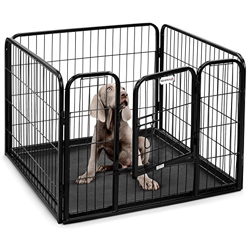 MILO & MISTY Heavy Duty Playpen. 4 Panel Folding and Portable Outdoor Cage for Dog, Puppy, Rabbit, Guinea Pig. Pet Enclosure with Tray. (80 X 60cm)