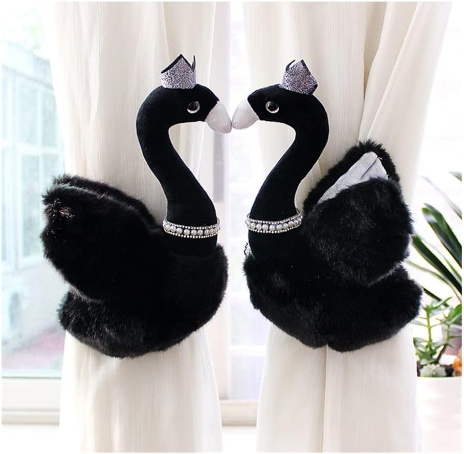 2pcs Plush Swan Curtain Tieback Holder Hooks Tie Backs Children Room Decoration Accessories Holdback Curtain Straps (Color : Green)