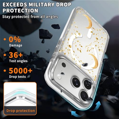 Coque iPhone 17 Pro Magsafe Celestial Gold Moon rigide luxe - 4