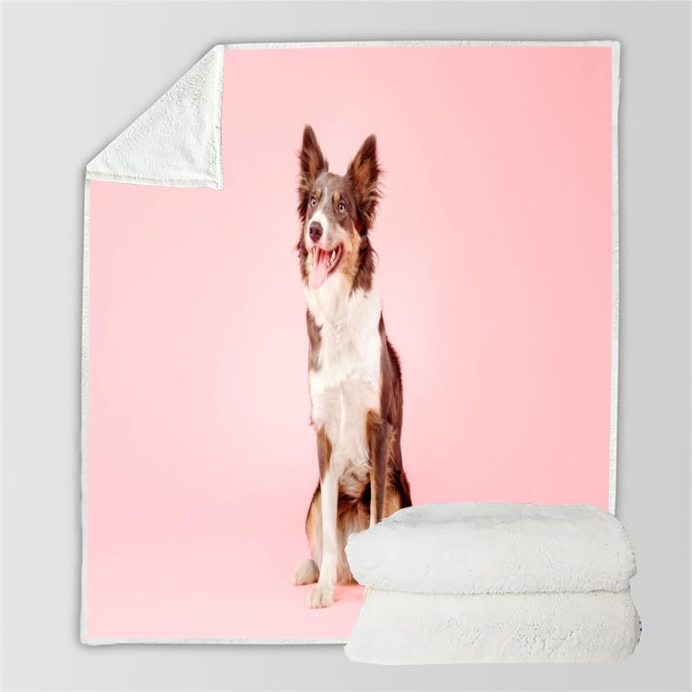 3D perro pastor Shetland manta bebe Fluffy franela manta cachorro animal rosa manta suave y caliente 70x100 cm manta bebé manta pañal bebe