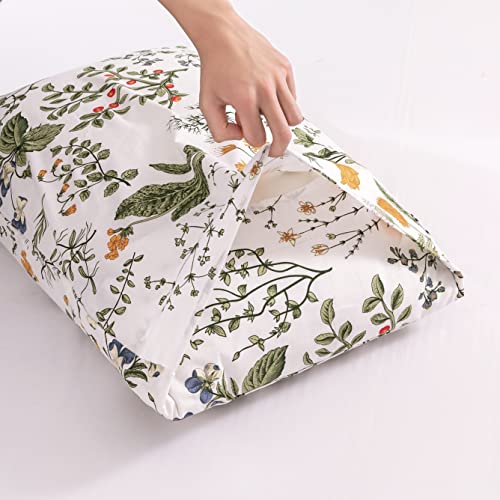 Image of ECOCOTT 2 Pack Pillowcase Queen Size with Green Botanical Floral Leaves Pillow Cases Set, 100% Cotton Queen Pillow Covers Envelope Closure (Queen, 20 inchx30 inch)