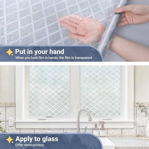 Rabbitgoo Window Privacy Film, Decorative Privacy Window Film Sun Blocking thumb #5