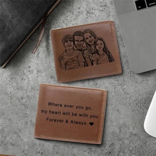 Personalized Picture Wallet for Men Business Short Ultra-Thin Fashion Bi-Fold Customized Carved Photo and Text Walllets Gift for Him Father's Day4