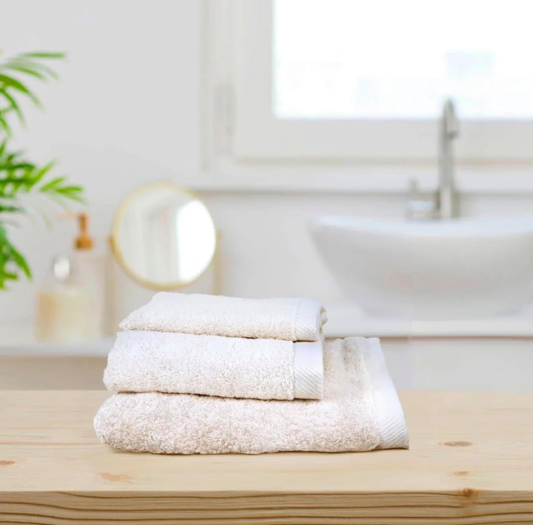 Exlusively Organic Bath Sheet Set with Three Sizes - 100% Organic Cotton Towels in Natural, GOTS-Certified