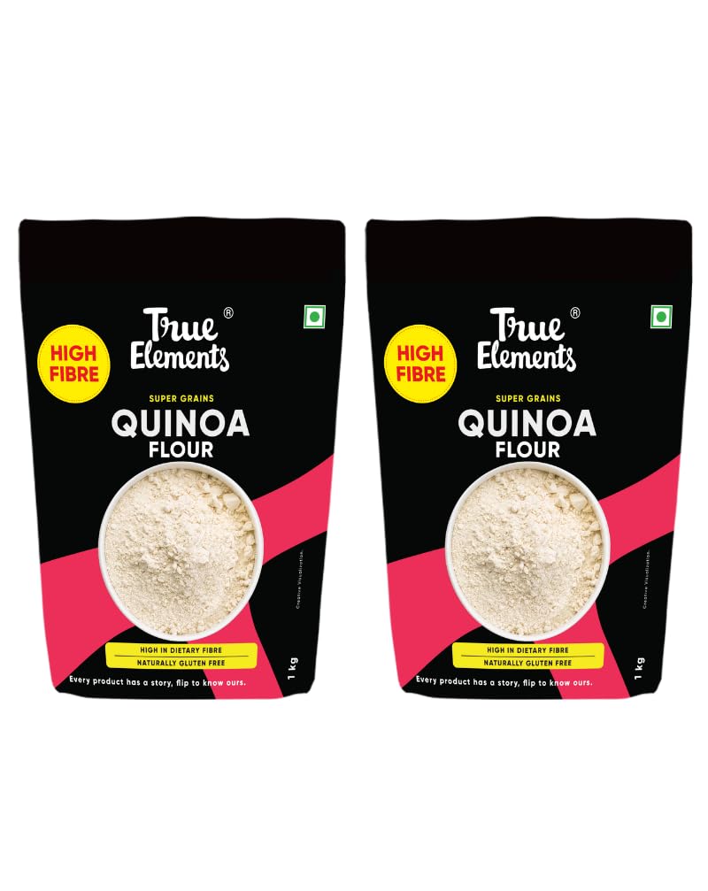 True Elements Quinoa Flour Pack of 2 (1kg*2) | Quinoa Flour | Gluten Free | Rich in Dietary Fibre | Protein Rich - Soft Rotis | Improves Gut Health | Protein & Vitamins | No Preservatives | 2 Kg