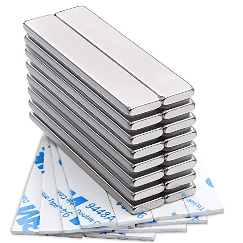 DIYMAG Strong Neodymium bar Magnets with Double-sided Adhesive, Rare Earth Neodymium Magnet - 60 x 10 x 3 mm, Pack of 16