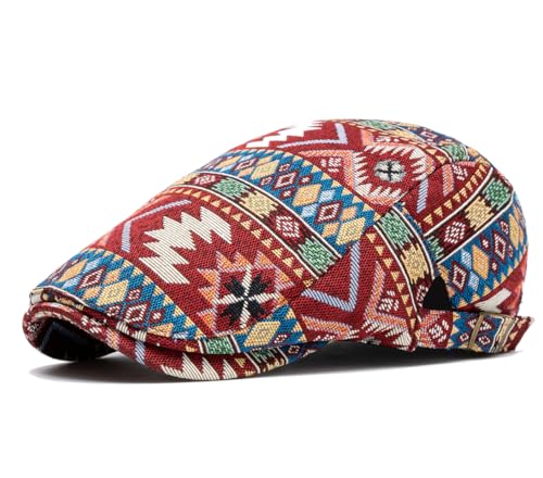 Image of Cotton Newsboy Cap,Breathable Ivy Gatsby Cabbie Beret Hat for Men's Women Driving Hunting Golf