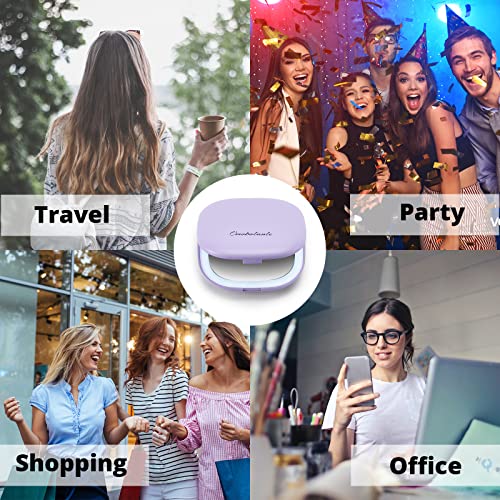 Omobolanle Led Vanity Mirror,10X Magnifying Mirror With Lights,Compact Portable Folding Handheld Travel Makeup Mirror With Lights,Gift For Girl Friend,Mother,Daughter Purple #TOP6