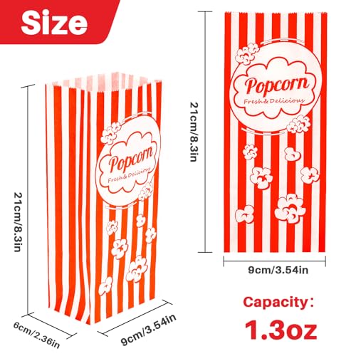 Image of MAQIHAN 500 Popcorn Bags Flat Bottom - Small Disposable Paper Bag for Popcorn, Popped Kernels Container, Movie Night Supplies for Halloween Christmas, Carnival Games Party, Popcorn Machine Accessories