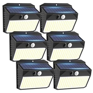 Solar Lights Outdoor 150 LED, 6 Pack Solar Motion Sensor Outdoor Lights with 3 Lighting Modes, IP65 Waterproof Solar Fence Lights, Solar Security Lights, Solar Powered Outdoor Lights for House