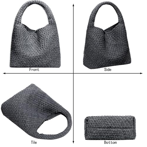 Image of JINMANXUE Woven Tote Bag for Women, Fashion Hobo Handbag, Travel Top-handle Shoulder Bag, Beach Underarm Bag with Purse