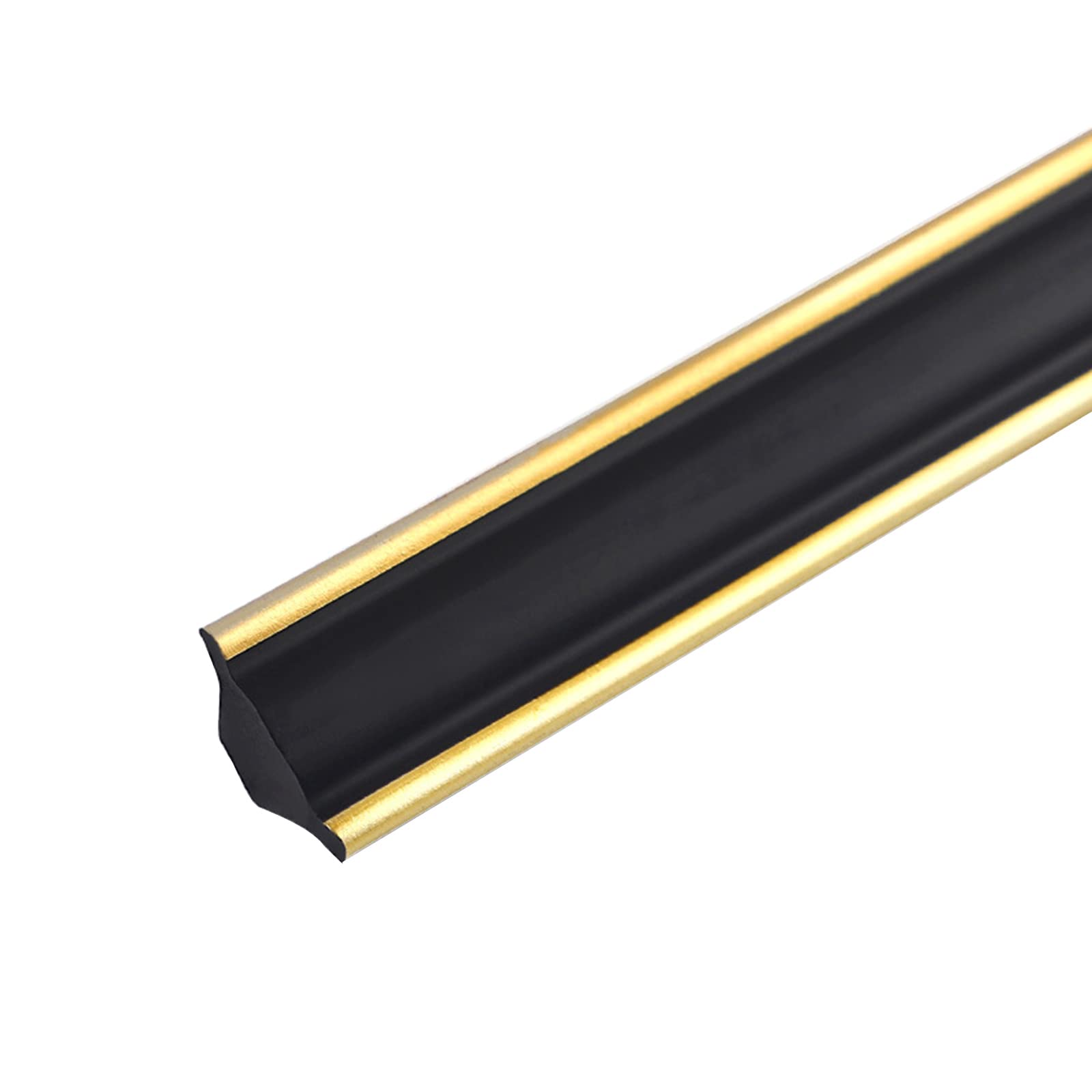 PVC Edging Strip Self Adhesive Quadrant Trim Skirting Board 5M Home Wall Inside Corner Decoration Caulk Strip Strong Self-Adhesive Anti-Mold Skirting Board(Black with Gold Trim,27 * 20mm)