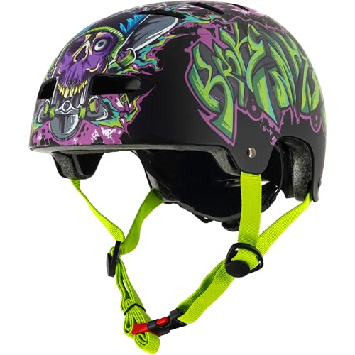 Broken Head - Skaterhelm und Fahrradhelm - für MTB, BMX, Skates und Skateboard - Größenverstellbar (Board Shredder, XS/S (48-54 cm))