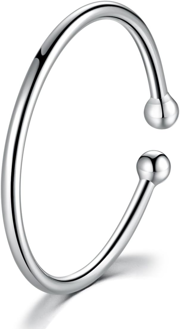 GUIJI Silver Bracelet 999 Sterling Silver Open Bangle with Gift Box for Women