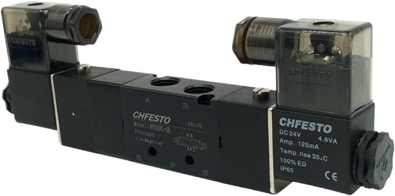 4V230C-08 Solenoid Valves 3 Position 5 Port 1/4" Pneumatic Control Valve DC24V AC220V DC12V AC110V Double Solenoid(AC110V)