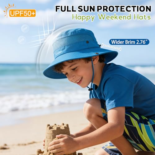 Image of Baby Sun Hat UPF 50+ Sun Protective Toddler Bucket Hat Summer Kids Beach Hats Wide Brim Outdoor Play Hat for Boys Girls
