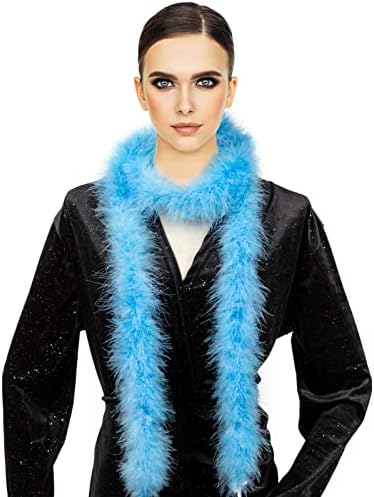 TOBEAUTYPRO Blue Feather Boa 2 yard, Fluffy Marabou Blue Boa for Carnival, Birthday, Anniversary Party, Fashion Design, Wedding Dresses, Costumes, Thanksgiving Christmas Tree Decorations