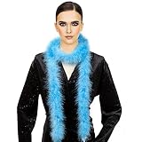 TOBEAUTYPRO Blue Feather Boa 2 yard, Fluffy Marabou Blue Boa for Carnival, Birthday, Anniversary Par