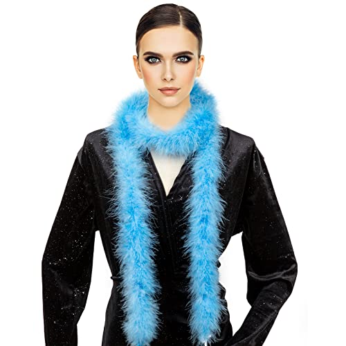 Tobeautypro Blue Feather Boa 2 Yard, Fluffy Marabou Blue Boa For Carnival, Birthday, Anniversary Party, Fashion Design, Wedding Dresses, Costumes, Thanksgiving Christmas Tree Decorations #TOP3