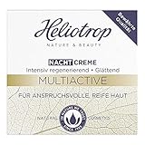 Heliotrop - Crema de noche para piel madura exigente, cuidado facial con extracto de ginkgo, aceite de nuez de macadamia y manteca de karité, crema de noche multiactiva, 1 x 50 ml