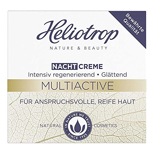 Heliotrop - Crema de noche para piel madura exigente, cuidado facial con extracto de ginkgo, aceite de nuez de macadamia y manteca de karité, crema de noche multiactiva, 1 x 50 ml